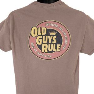 Vintage Old Guys Rule T Shirt Mens Size Medium Brown Y2K Aged To Perfection